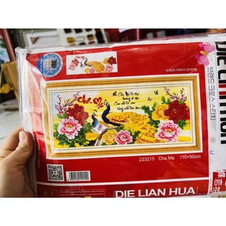Tranh Đính Đá Chủ Đề CHA MẸ, tranh đồng hồ đa dạng kích cỡ ngọc thịnh