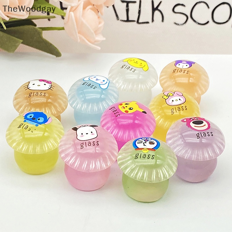 Thewoodgay diy cream gel case điện thoại keychain phụ kiện trang sức 2 cái nhựa nhỏ phát sáng sanrio nấm đồ chơi máy tính để bàn mặt dây chuyền nhỏ en
