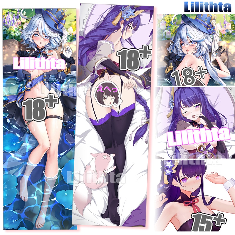 Dakimakura pillowcase genshin impact raiden shogun và furina focalors trò chơi nhân vật anime body-pillow cover phim hoạt hình tùy chỉnh làm cơ thể ném