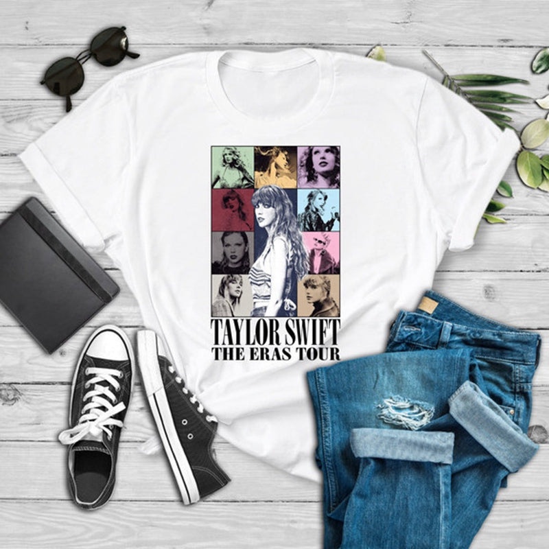 Ere1 2023 taylor swift the eras tour fans suport t-shirt vải cotton