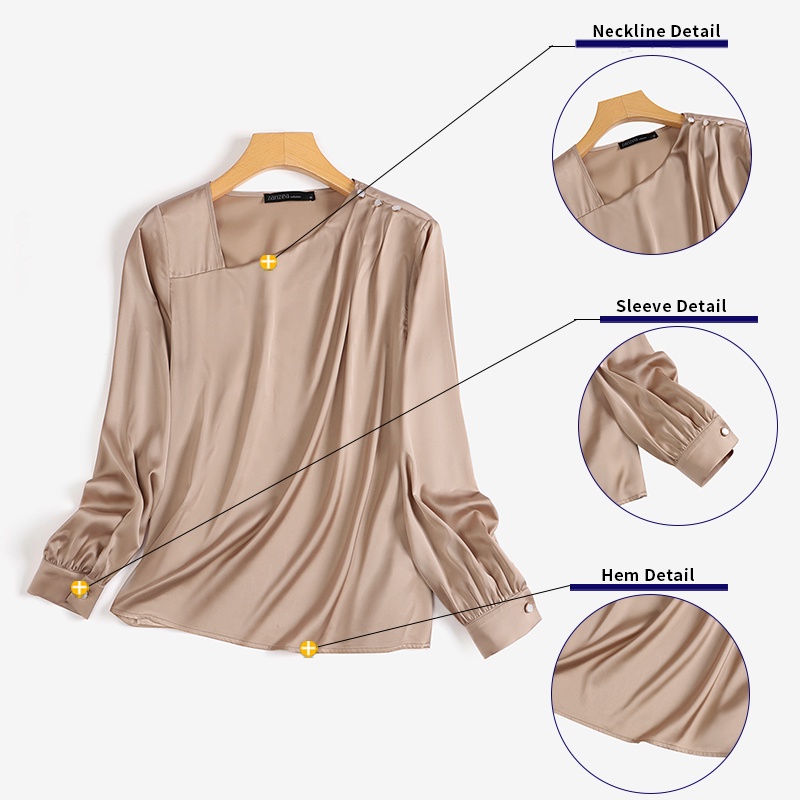 Zanzea Áo Sơ Mi Nữ Tay Dài Cổ Chữ V Phong Cách Hàn Quốc