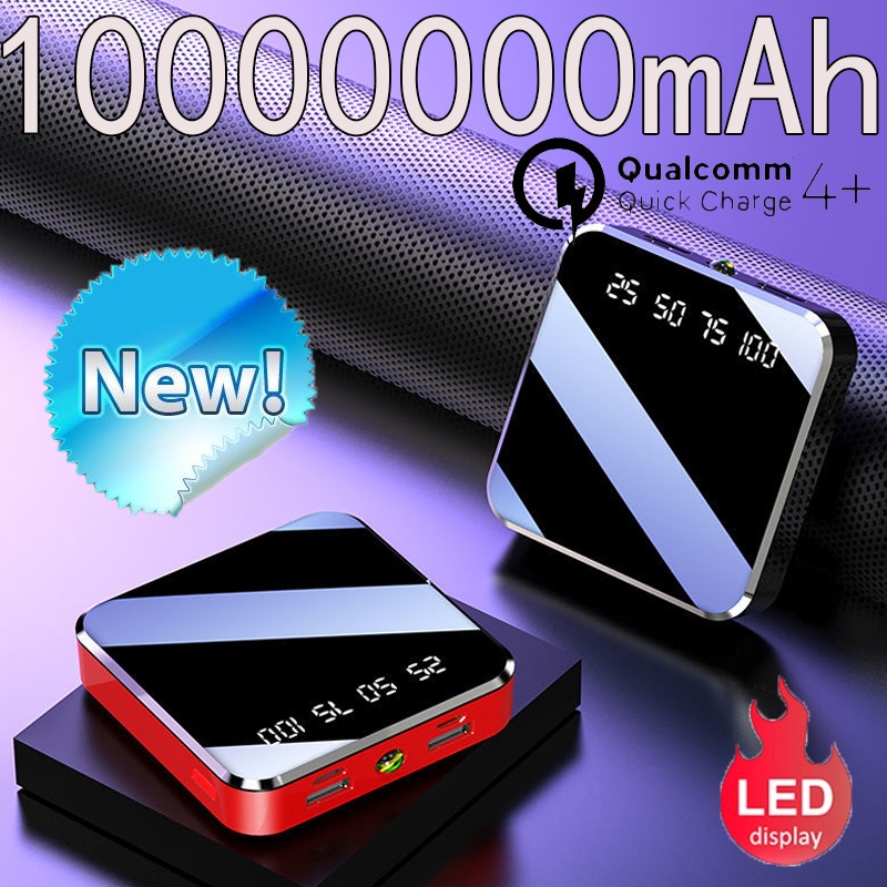 100000Pin Sạc Dự Phòng Mini Hai Cổng USB Có Đèn LED Và Gương Soi Cho iPhone Samsung Xiaomi Huawei