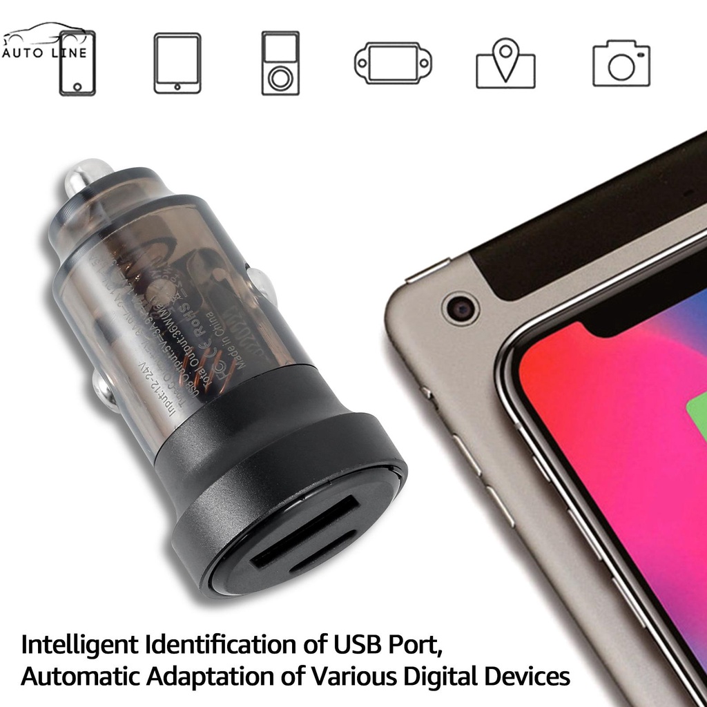 Tẩu Sạc Nhanh 12-24V 30W Cổng Kép SHOPCYC4715 Cho Xe Hơi