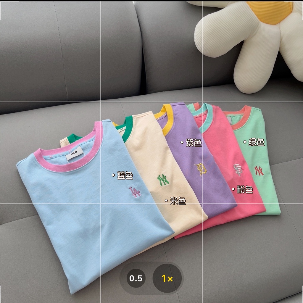 ❤❤❤ Áo Thun cotton Ngắn Tay Thêu Chữ MLB NY Chất Lượng Cao Cho Nam Nữ