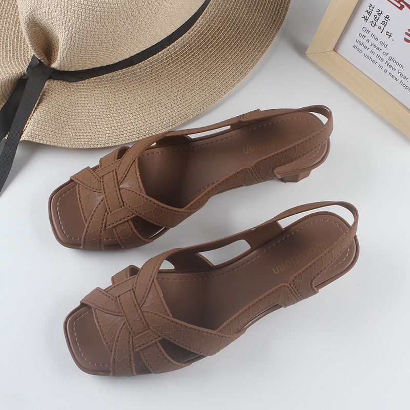 Giày Sandal Đế Bằng Màu Trơn Thời Trang Dành Cho Nữ