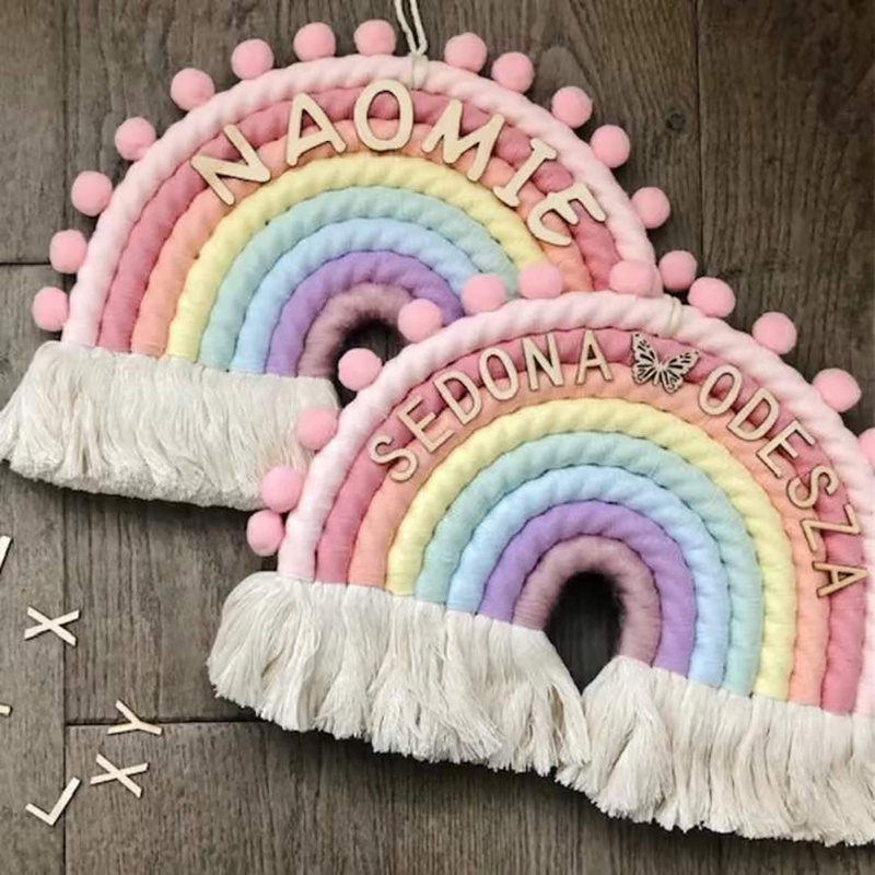 Cầu Vồng Macrame Đan Treo Tường Trang Trí
