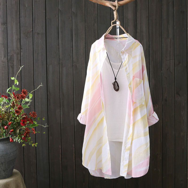 Áo Sơ Mi Chiffon Dài Tay Chống Nắng Dáng Rộng In Họa Tiết Phong Cách Mới Cho Nữ