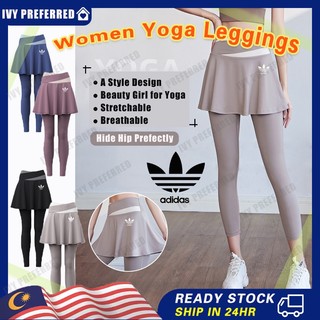 ❤Ivy❤ Quần Crop Váy Váy Nữ Quần Khiêu Vũ Chín Điểm Quần Yoga Thể Thao Quần Legging Giả Miếng Quần Tập Gym Quần Legging Tập Thể Dục Quần Yoga Có Váy