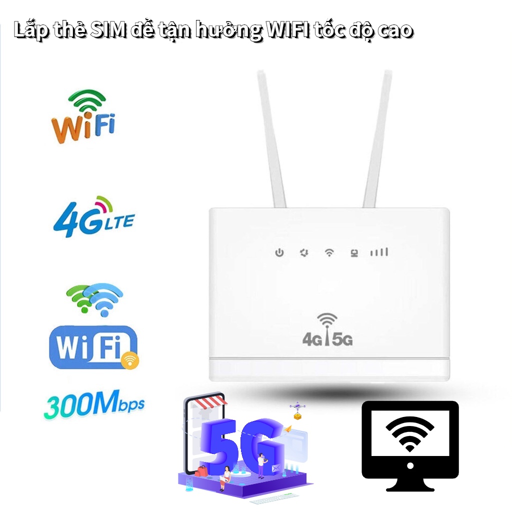 Bộ định tuyến WIFI Lắp thẻ SIM để tận hưởng WIFI 4/5G, bộ định tuyến 4G/5G, dễ dàng mang theo