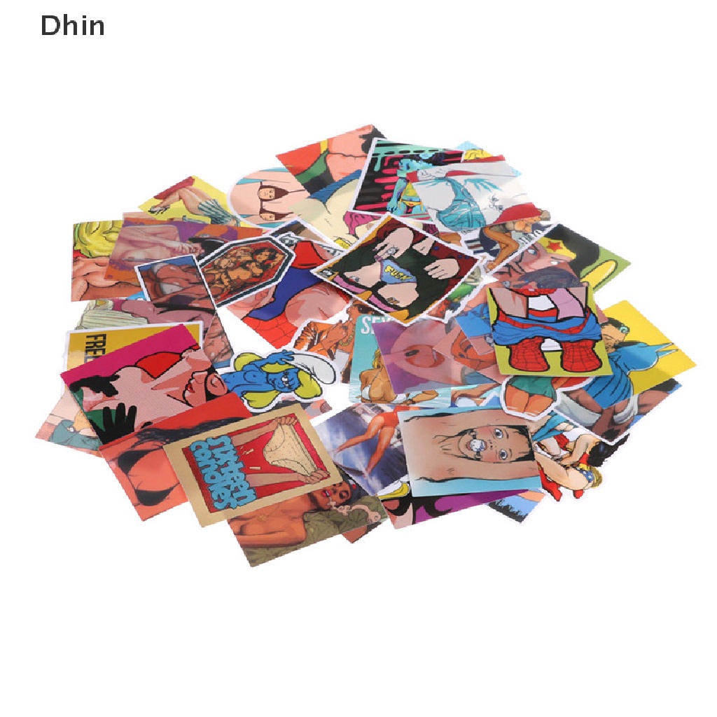 Bộ 50 Miếng Dán Trang Trí Ván Trượt / Laptop / Va Li Hình Vulgar Gợi Cảm DIY