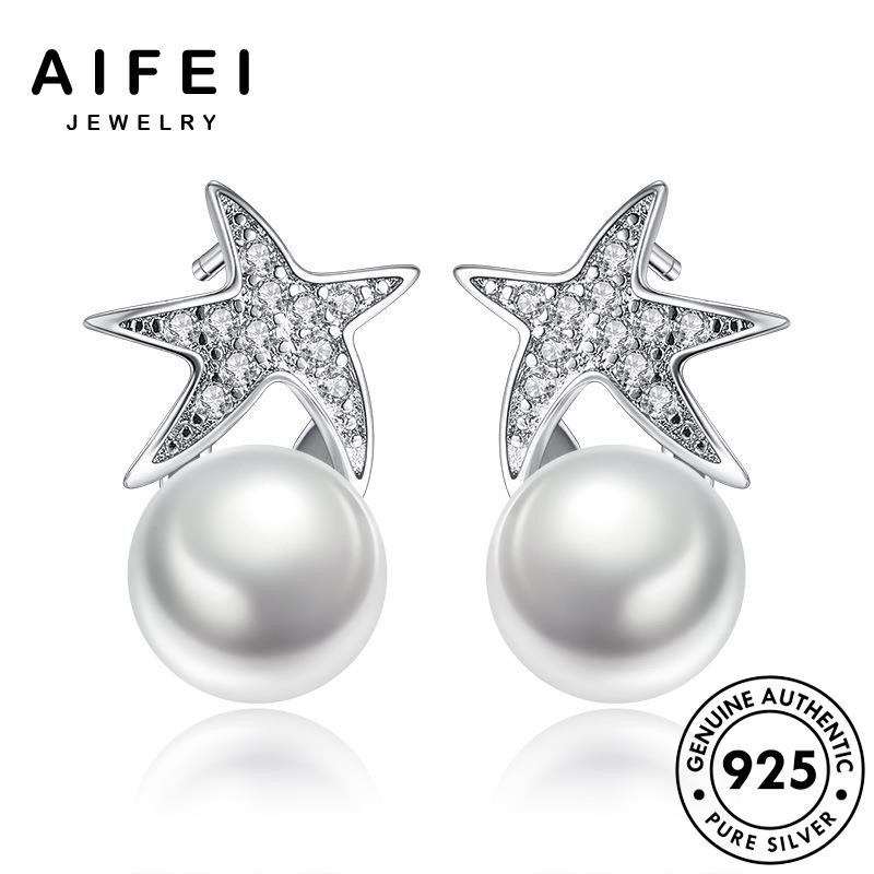 AIFEI JEWELRY năm xỏ ngọc kiện giản quốc sao tròn thật sức bông vành đơn 925 phụ thời Thời trai hàn bản tua cánh khuyên trang nguyên tai nữ ngôi bạc E146