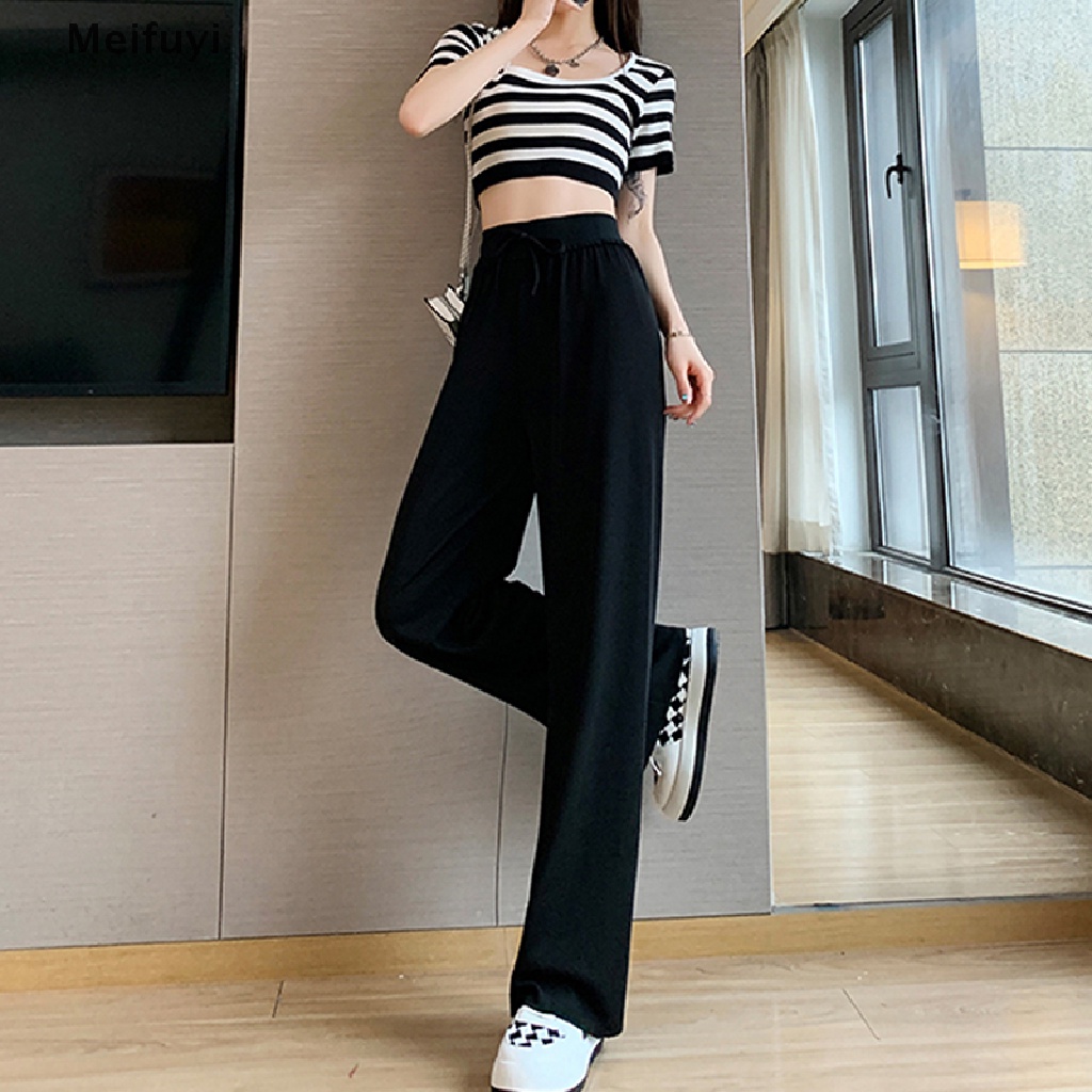 Quần Dài Ống Rộng Lưng Thun Cài Nút Thời Trang Mùa Hè 2023