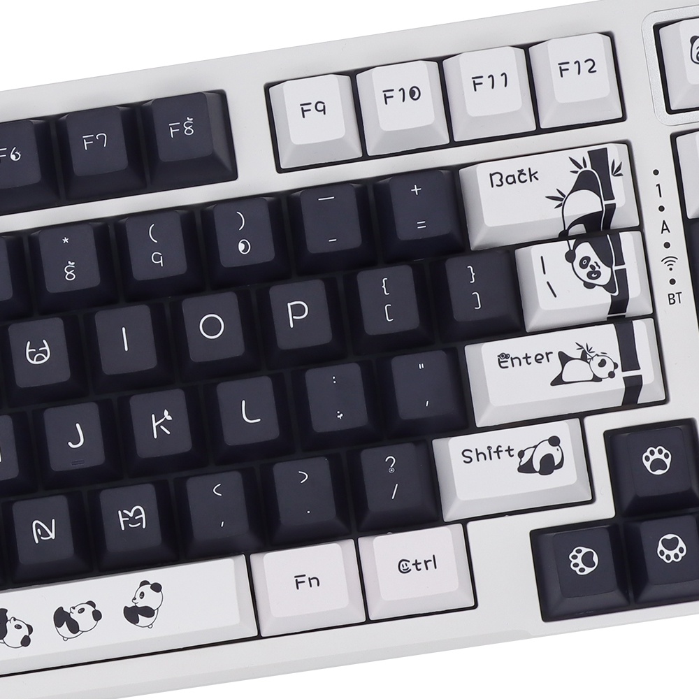 Panda Keycaps Black and White Cherry Profile Nắp Đậy Bàn Phím Pbt In Hình Gấu Trúc Trắng Đen Cho 60% 61 64 68 71 75 81