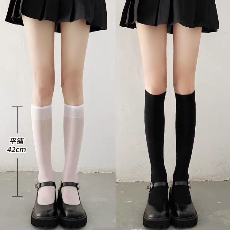 [M &amp; E] Vớ Dài Qua Gối Lụa Mỏng Màu Trắng Thời Trang Mùa Hè Cho Nữ20230759