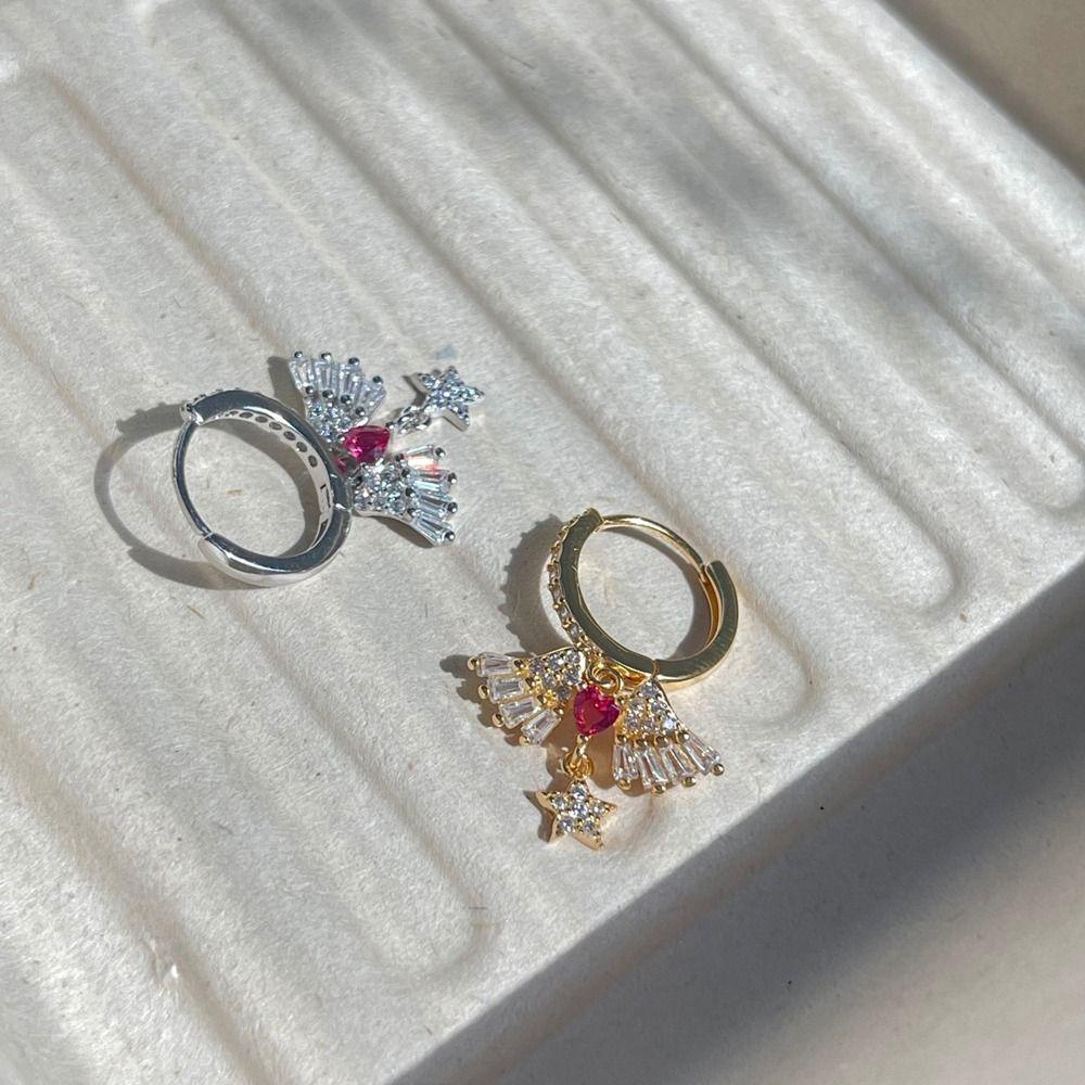 LOMBARD Khuyên Tai Tròn Đính Đá Hình Ngôi Sao Phong Cách Vintage