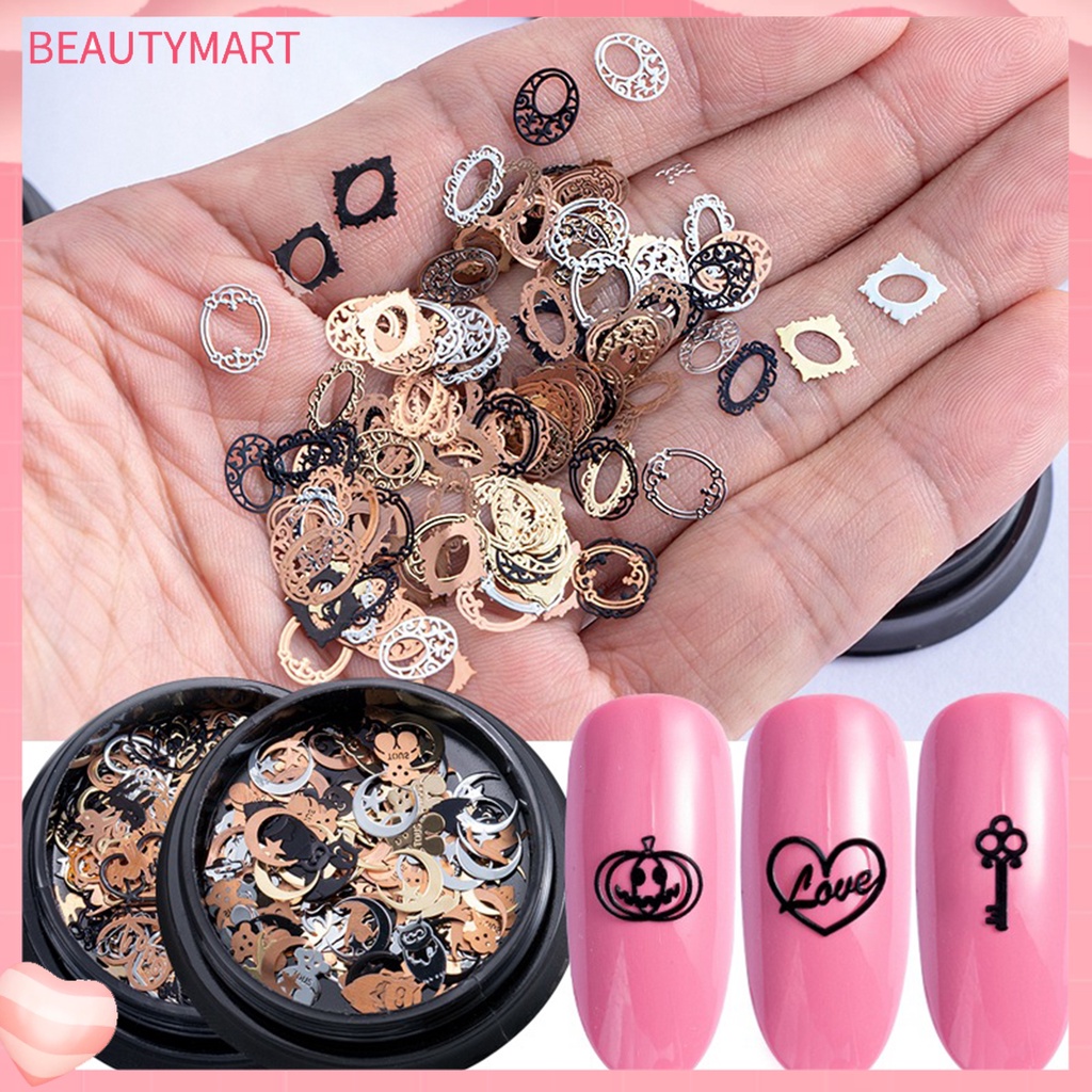 Hộp 120 Miếng Dán Kim Loại Trang Trí Móng Tay Nghệ Thuật Phong Cách Halloween