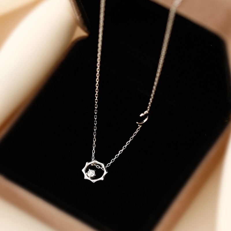 Vòng cổ Bạc 925 Mặt Hình Mặt Trăng Ngôi Sao Lấp Lánh Thời Trang Cho Nữ