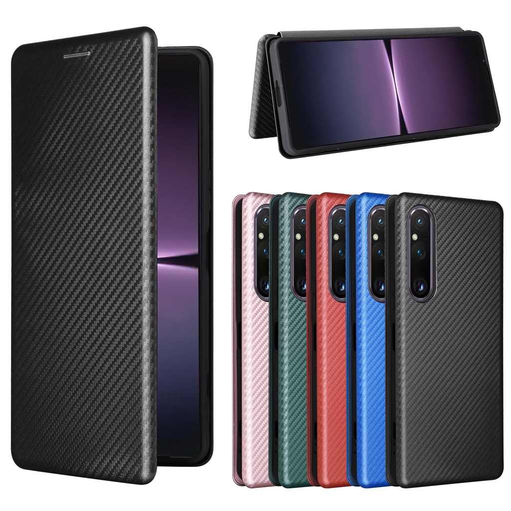 Ốp Điện Thoại Nắp Lật Từ Tính Sợi Carbon Cho Sony Xperia 1 V 2023 Xperia 10 V 2023 5 1 1V Pro ACE III