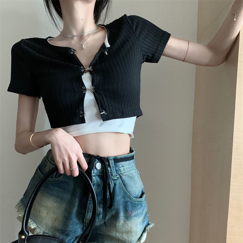 COZOKC Áo Thun Croptop Tay Ngắn Dáng Ôm Thời Trang Quyến Rũ Cho Nữ