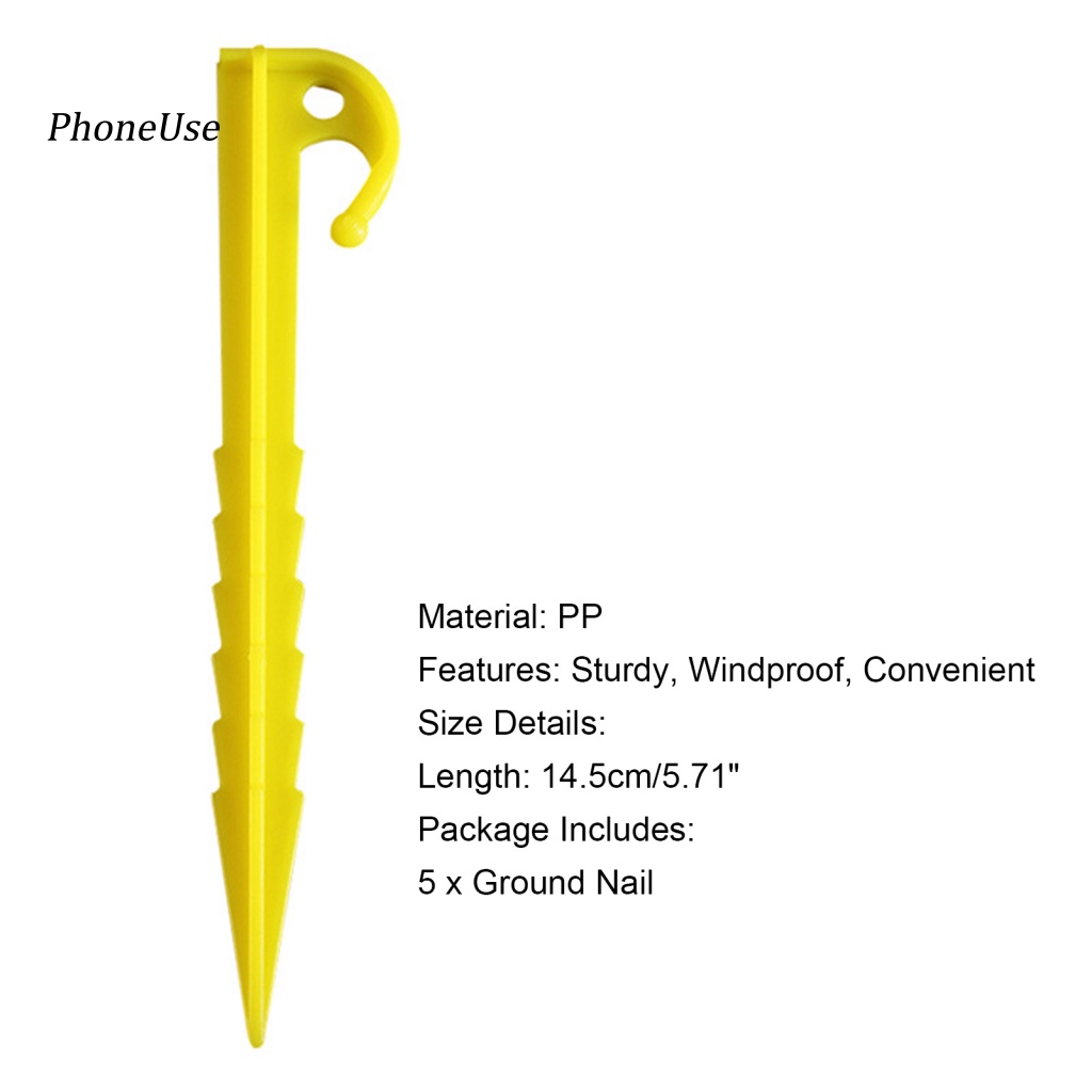 Set 5 Cọc Dựng Lều Bằng PU Dày Dặn Độ Cứng Cao