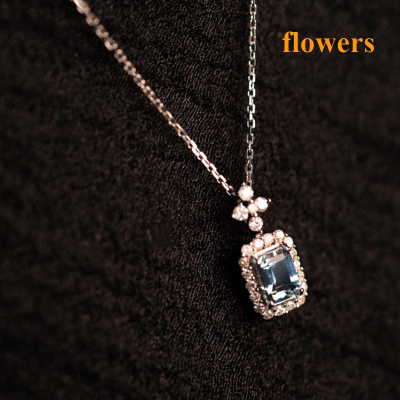 Vòng cổ Mặt Lọ Nước Hoa Đính Đá Zircon Xanh Dương Sáng Tạo