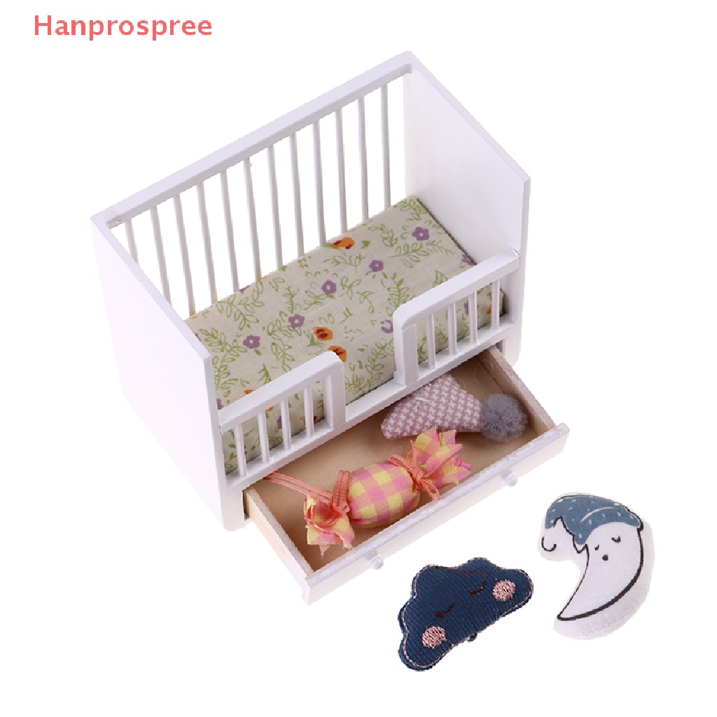 Giường Ngủ Em Bé Mini Có Gối Tựa Trang Trí Nhà Búp Bê Tỉ Lệ 1: 12