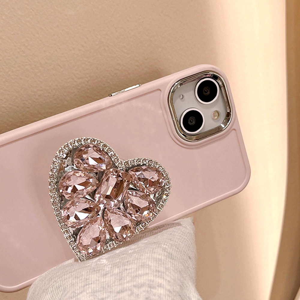 Ốp Điện Thoại TPU Dẻo Màu Trơn Chống Bụi Bẩn / Rơi Vỡ Có Giá Đỡ Hình Trái Tim Sang Trọng Cho IPhone 11 12 13 14 Pro Max