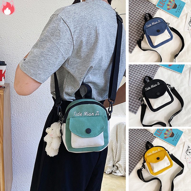 Túi Đeo Vai Bằng Vải Canvas Thiết Kế Phong Cách Hàn Quốc Thời Trang