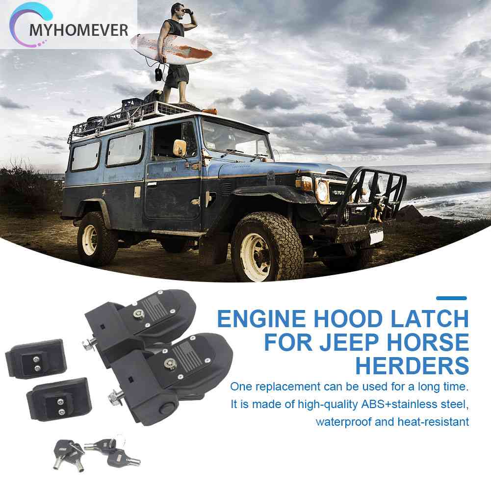 Ốp Chốt Nắp Ca Pô Xe Hơi Jeep Wrangler JL 18-23 Bằng Thép Không Gỉ ABS Chống Thấm Nước