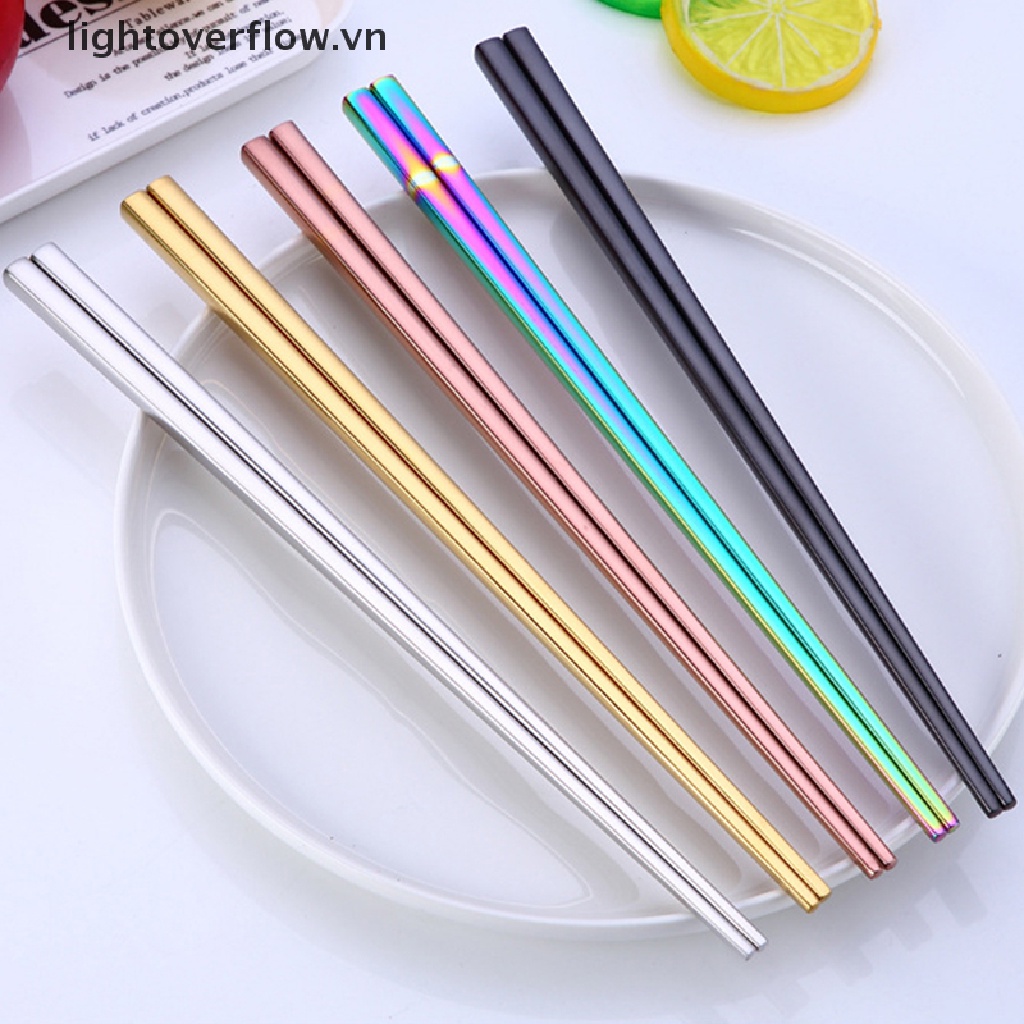 1 Đôi Đũa Kim Loại Bạc Chống Trượt Nhiều Màu Sắc