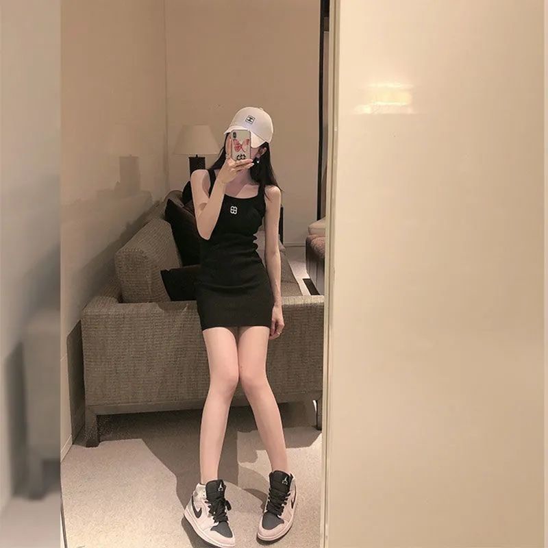 Jiashucheng Đầm Dệt Kim Hai Dây Dáng Ôm Phong Cách Pháp Thời Trang Xuân Hè Dành Cho Nữ