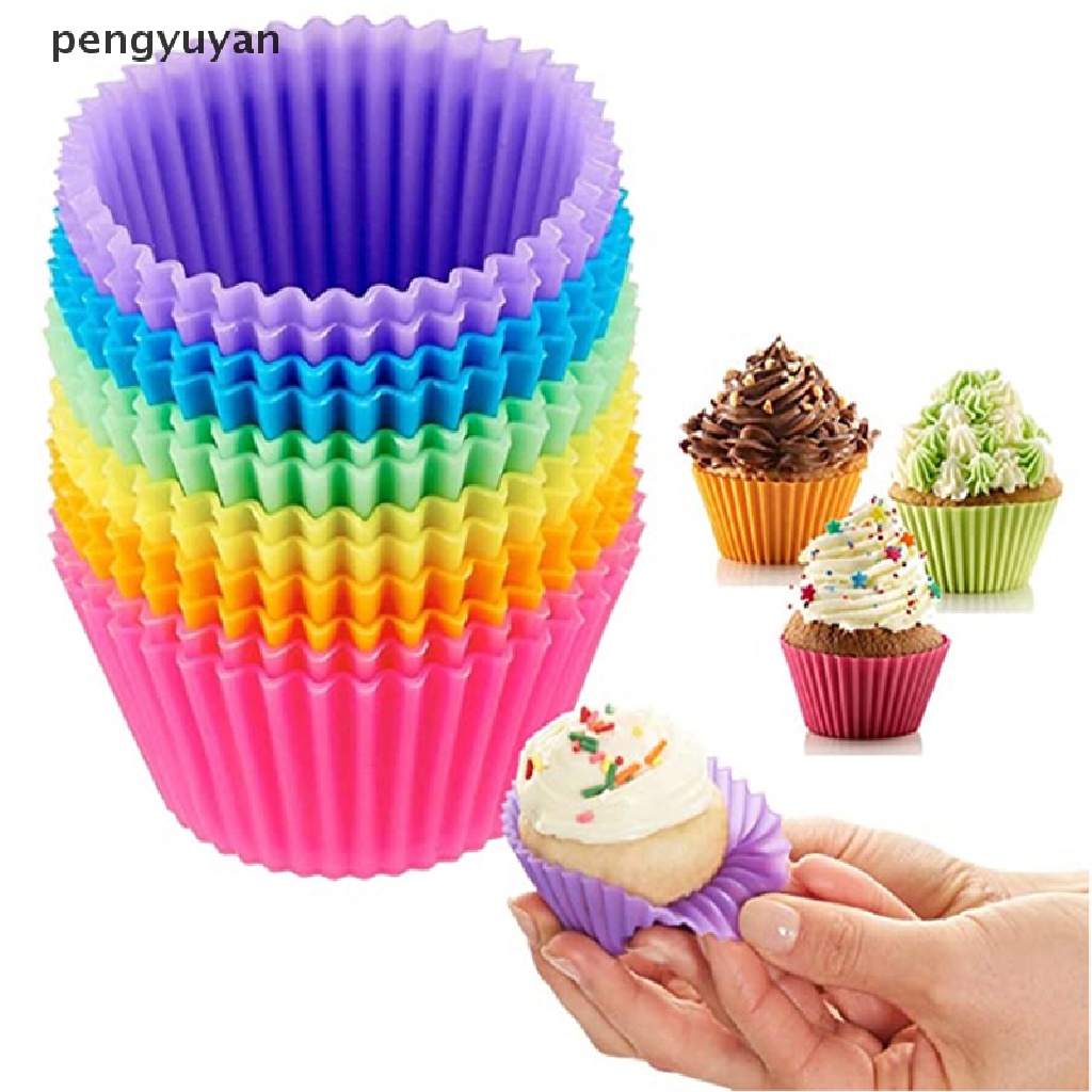 Khuôn Silicone Làm Bánh Muffin / Cupcake Hình Tròn Tiện Dụng