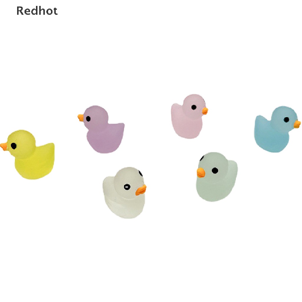 &lt; Redhot &gt; Bộ 5 Vịt Đồ Chơi Phát Sáng Trong Bóng Tối Trang Trí Bằng Nhựa Resin Dễ Thương