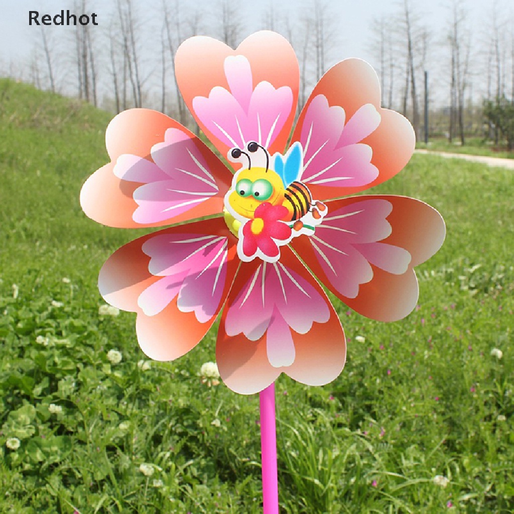 &lt; Redhot &gt; 2 Cối Xay Gió Bằng Nhựa Một Lớp Hình Hoa Bướm Nhiều Màu Trang Trí Sân Vườn Cho Trẻ Em Bán Chạy