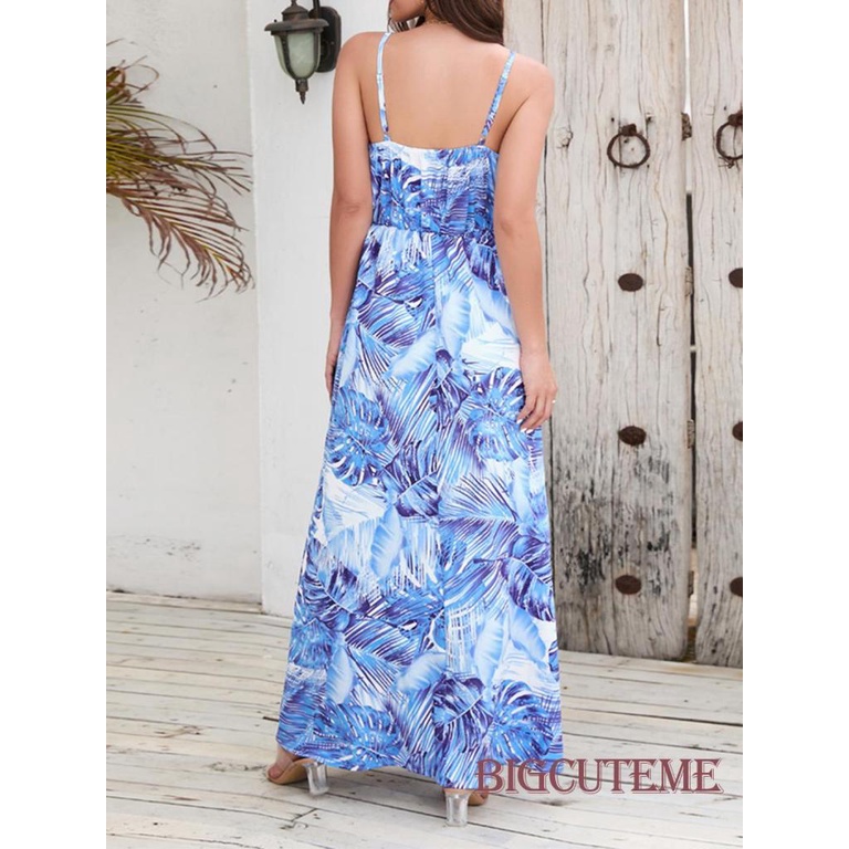 Đầm Hai Dây Cổ Chữ V Họa Tiết Hoa Phong Cách Boho Thời Trang Cho Nữ