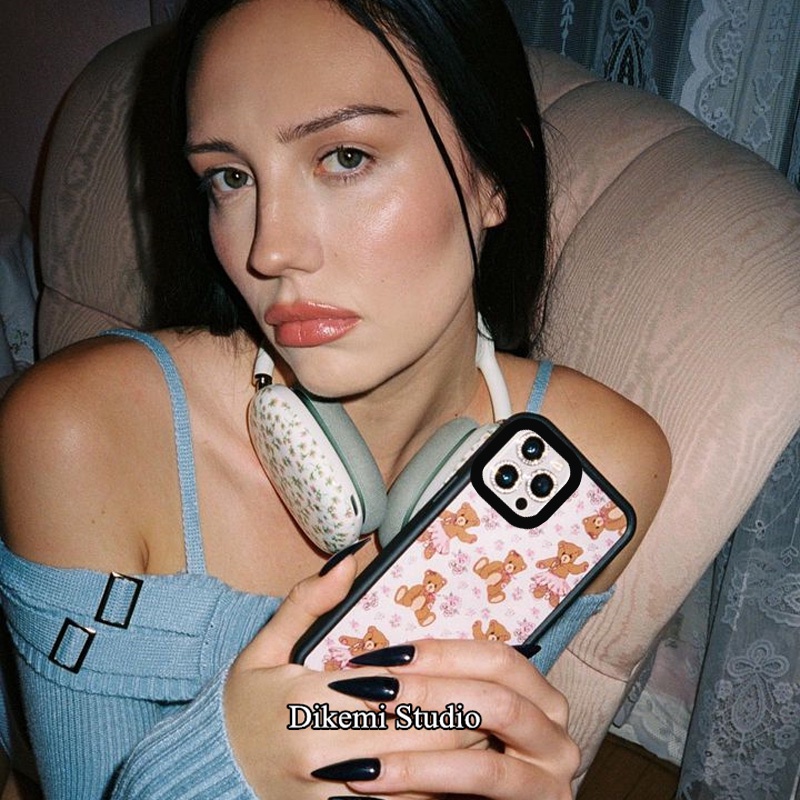 Ốp Điện Thoại Mềm Viền Đen Hình Gấu Hoạt Hình Dễ Thương Cho iphone 14pro / 13pro / 14promax / 13promax / 12 / 11 / xsmax / xr