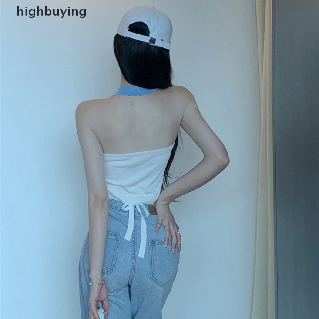 Áo Croptop Dệt Kim In Chữ Y2K Thời Trang Mùa Hè Cho Nữ