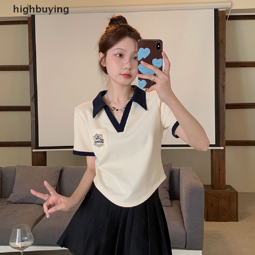 Áo polo Ngắn Tay Phối Túi Thời Trang Mùa Hè Dành Cho Nữ