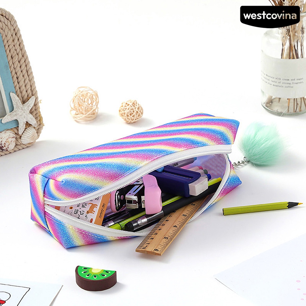 [COD] [COD]♪Bóp Viết Đa Năng Có Khóa Kéo Đính Bóng Lông Lấp Lánh