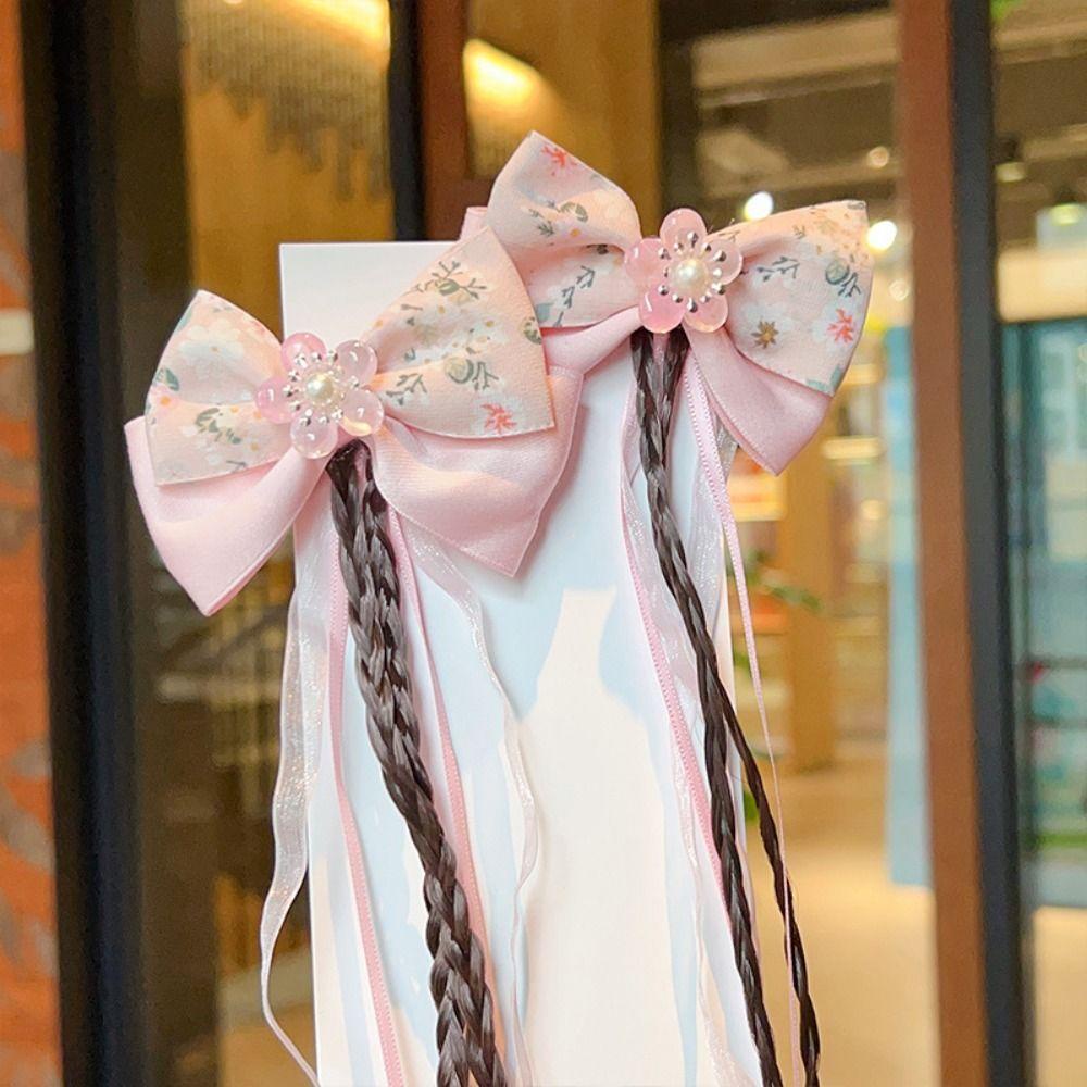 LOMBARD Kẹp Tóc Tua Rua Bằng Sợi Tổng Hợp Màu Hồng Phong Cách Trung Hoa Cổ Điển Dùng Làm Đạo Cụ Chụp Ảnh Cho Bé