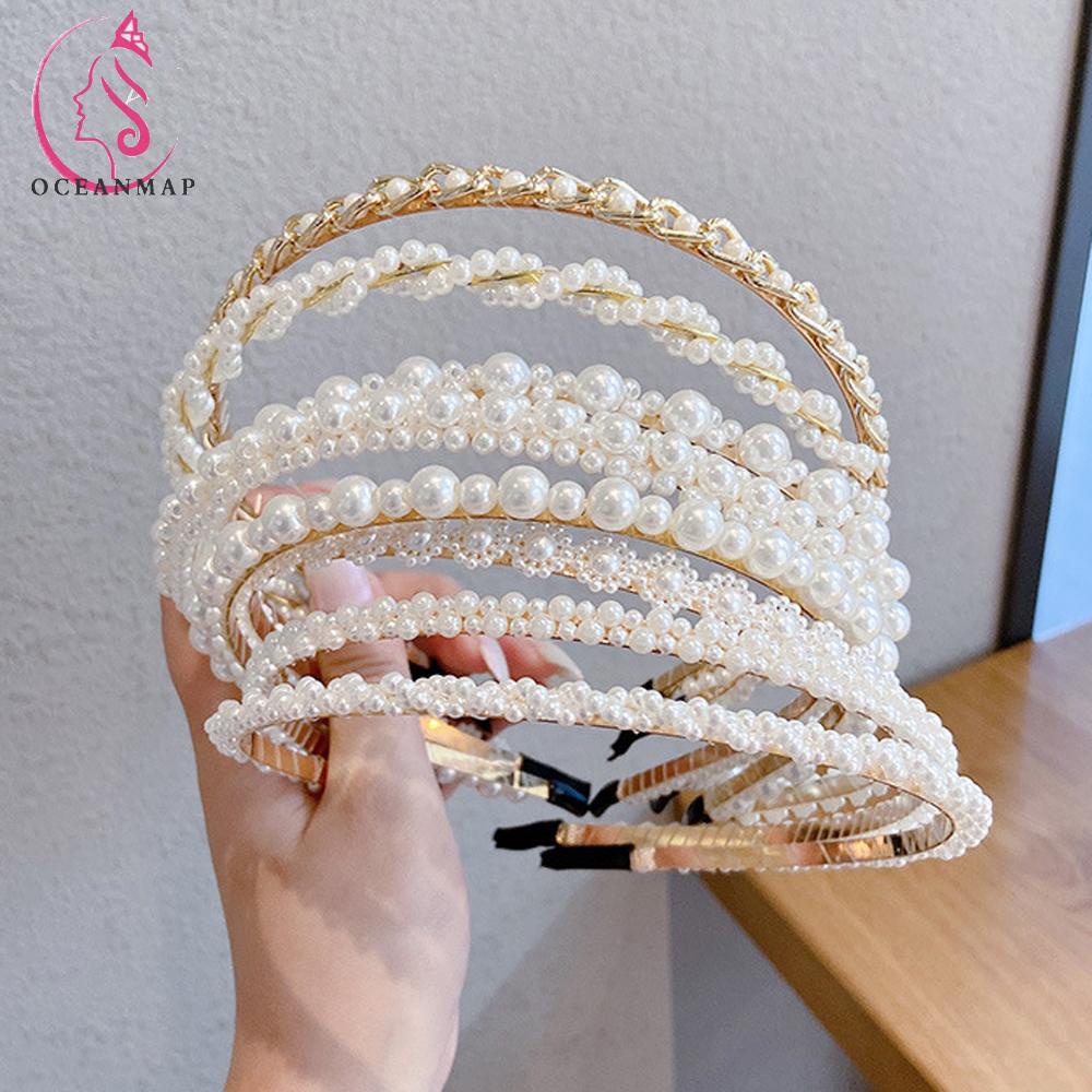 Băng Đô Cài Tóc Đính Ngọc Trai Phong Cách Hàn Quốc Cho Nữ