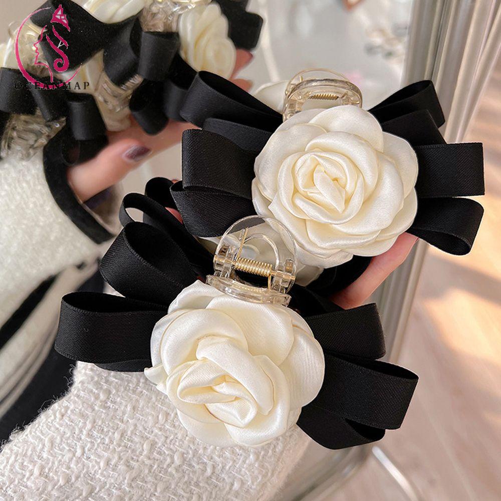 Kẹp Tóc Càng Cua Hình Nơ Hoa Trà Bằng Acrylic Thời Trang Hàn Quốc Ngọt Ngào Cho Nữ