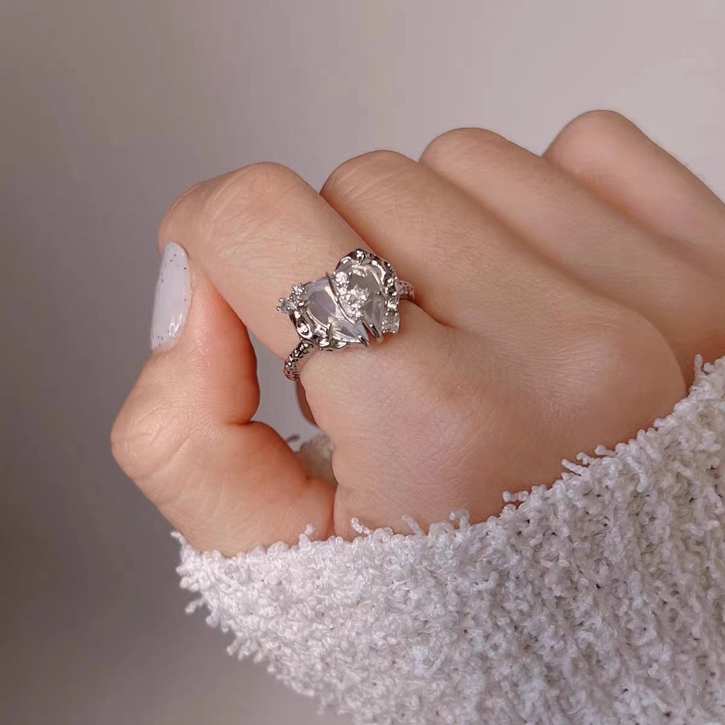 Nhẫn Hình Trái Tim / Rắn Đính Đá Màu Hồng Sang Trọng Thời Trang Cho Nữ