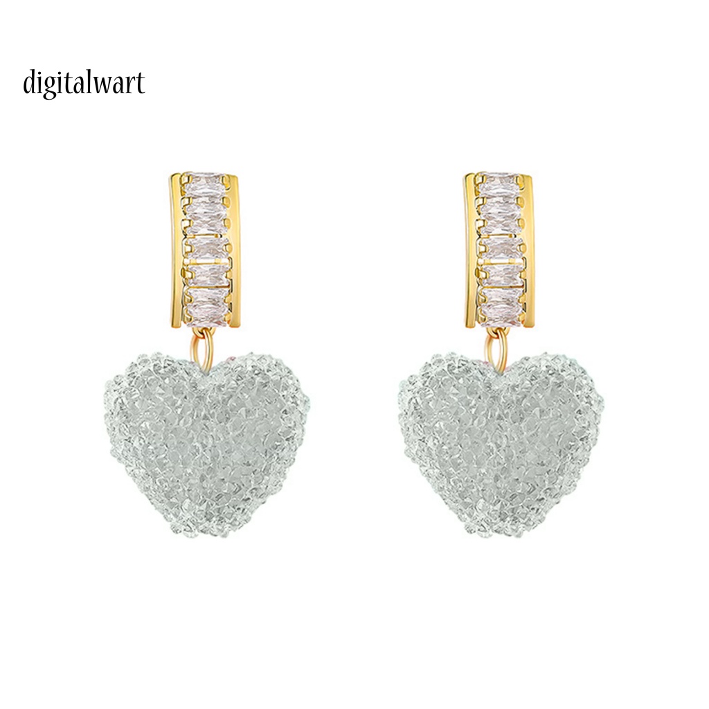 Kỹ Thuật Số| 1 Đôi Bông Tai Dáng Dài Đính Đá Zircon Hình Trái Tim Lấp Lánh Thời Trang Dự Tiệc Cho Nữ