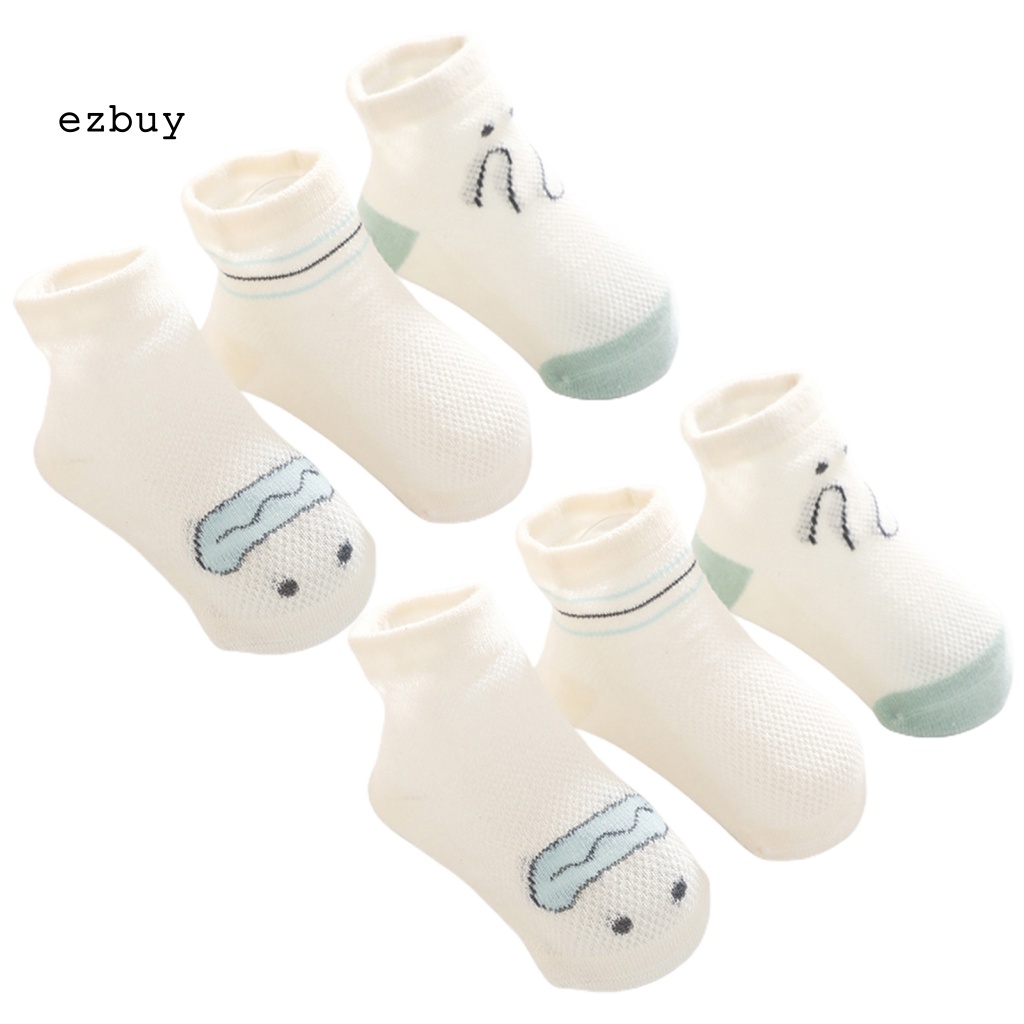 Set 3 Đôi Vớ Ngắn Chống Trượt Chống Mài Mòn Thiết Kế Hoạt Hình Đơn Giản Thời Trang Mùa Hè Cho Bé Sơ Sinh