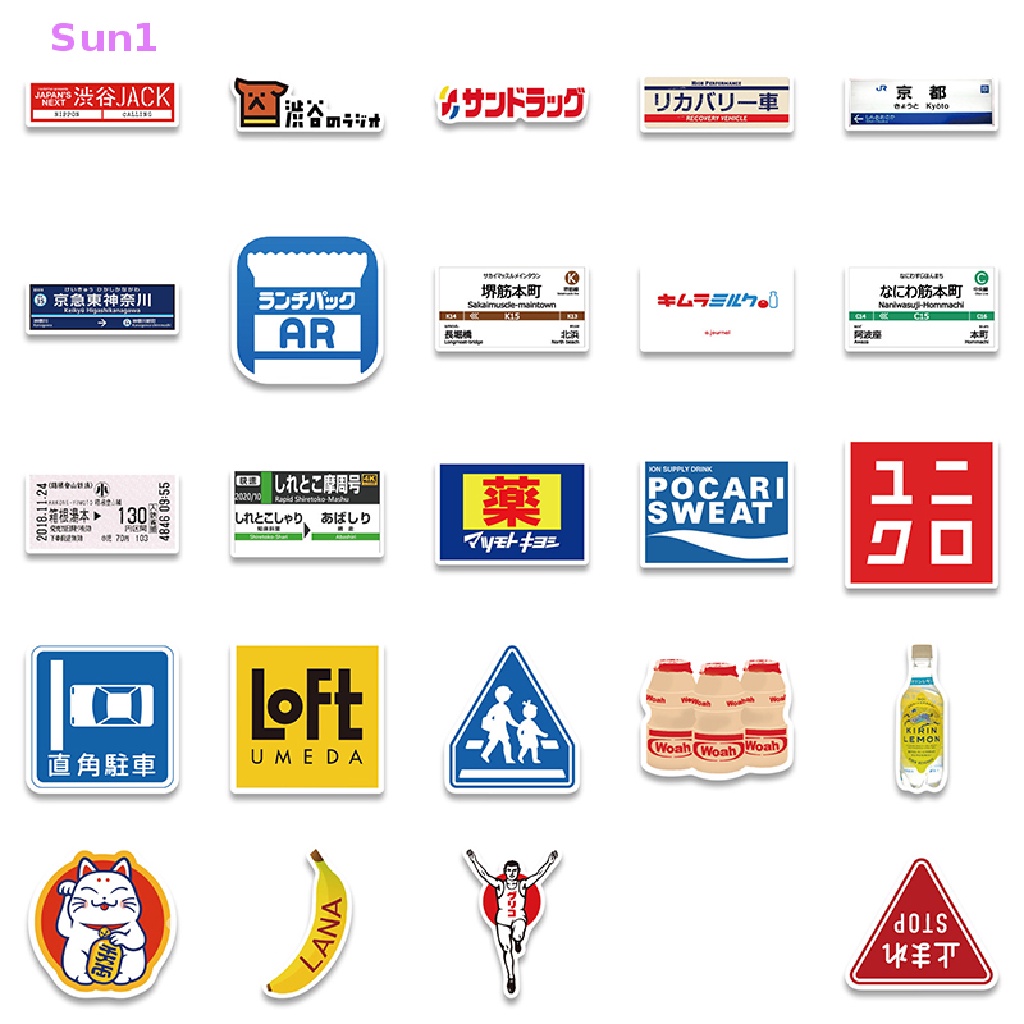 Set 50 Miếng Dán Cảnh Báo In Họa Tiết Graffiti Nhật Bản Trang Trí Đa Ứng Dụng