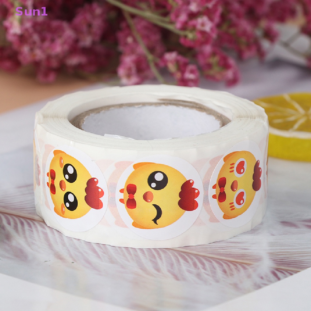Cuộn 500 Miếng Dán Trang Trí Hình Chú Gà Ngộ Nghĩnh