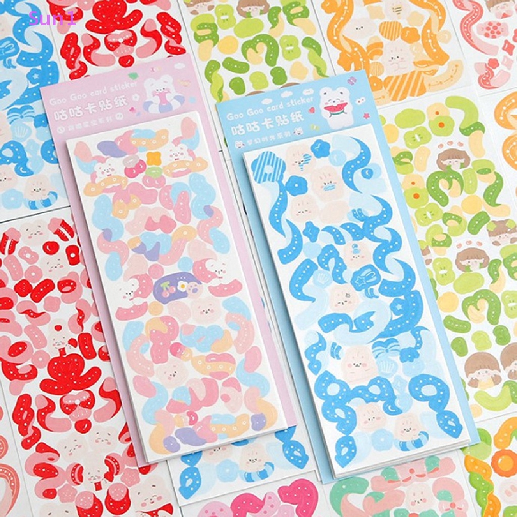 Sun1 > 12 Tờ Nhãn Dán Ruy Băng Màu Mưa Trang Trí Album Ảnh DIY