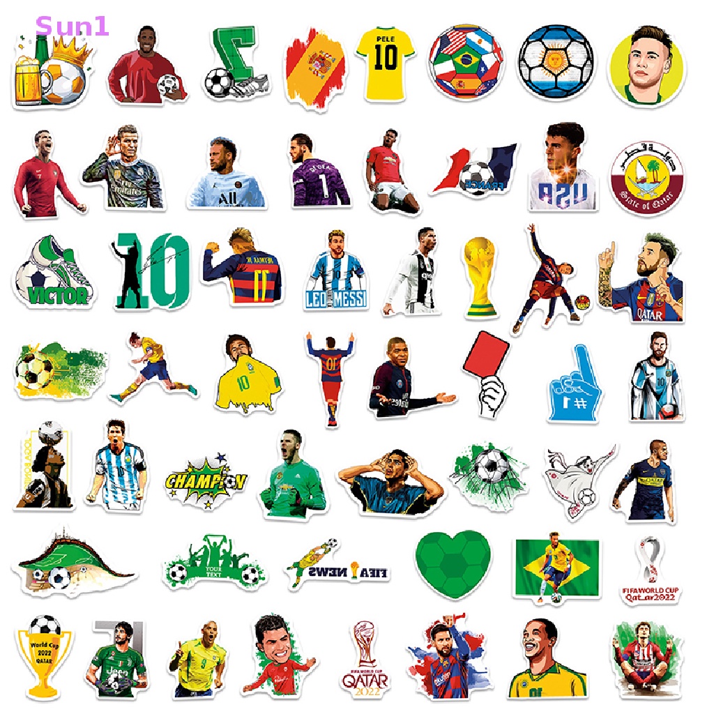 Set 50 Sticker Dán Laptop / Xe Hơi / Ván Trượt / Điện Thoại Họa Tiết Ngôi Sao Bóng Đá Graffiti