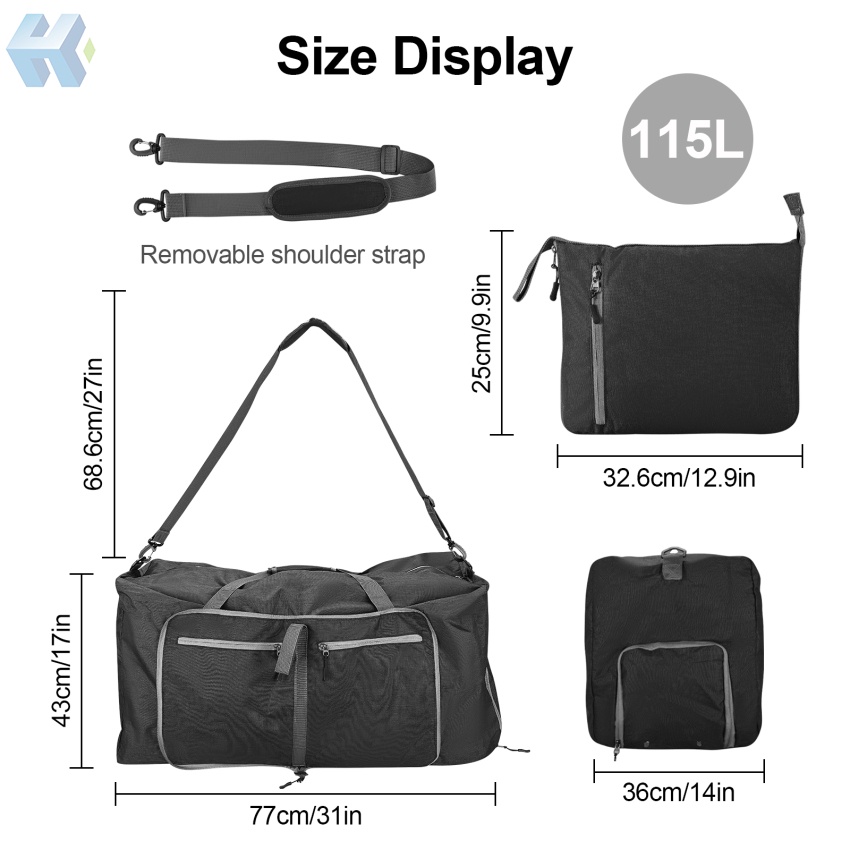 Túi Đựng Giày Chống Thấm Nước Có Ngăn Đựng Giày Màu Đen / Xám 115L Tiện Dụng Mang Theo Du Lịch Cho Nam Và Nữ